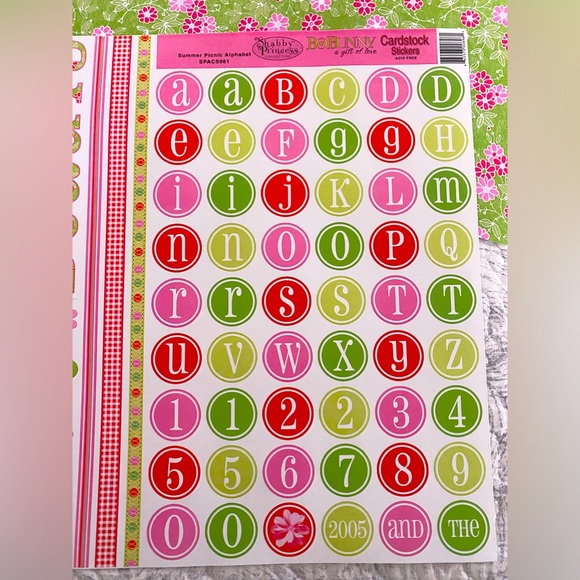 🌸 BO BUNNY “SUMMER PICNIC” STICKERS & SCRAPBOOK PAPER BUNDLE. RETIRED DESIGN! - Picture 3 of 6